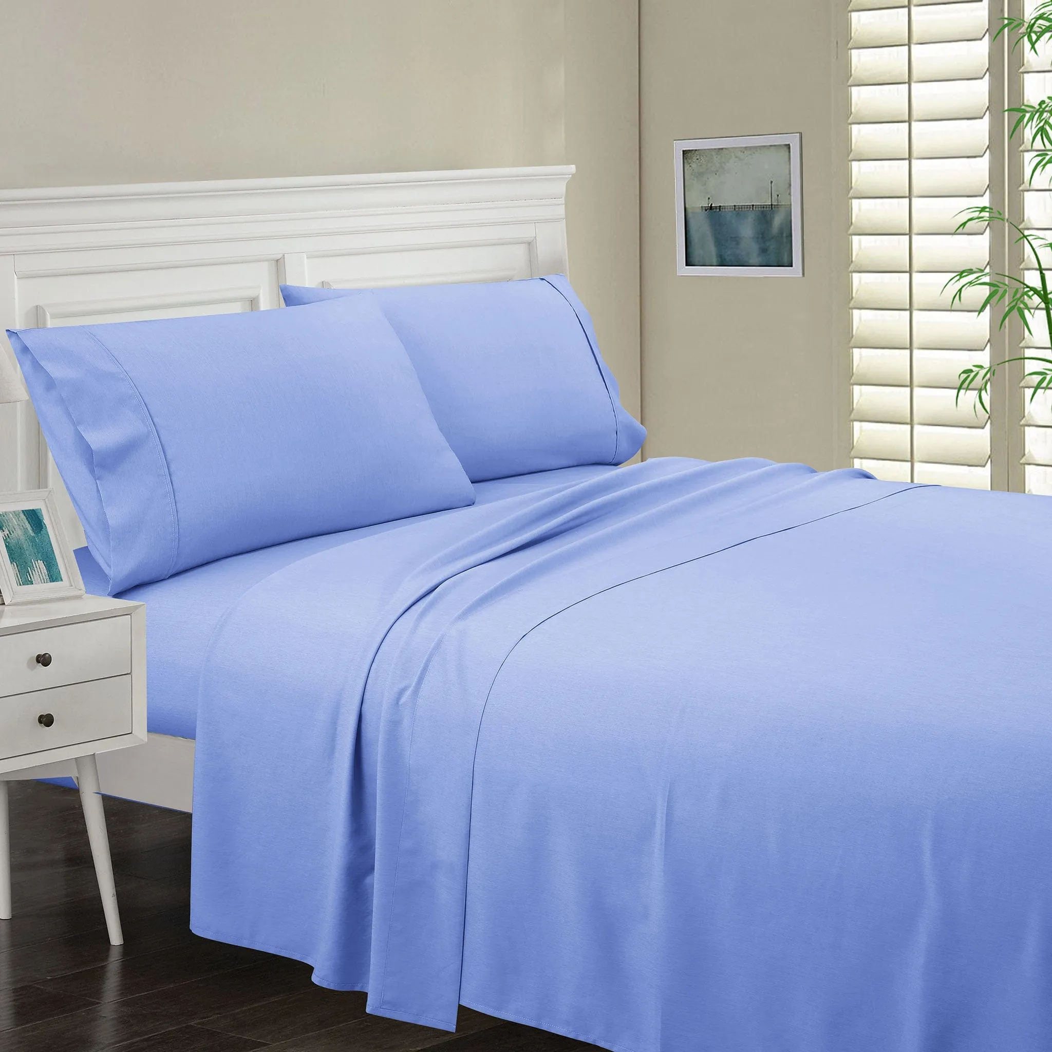 Origami Maison Double Bamboo Sheet Set - Blue  - Clement