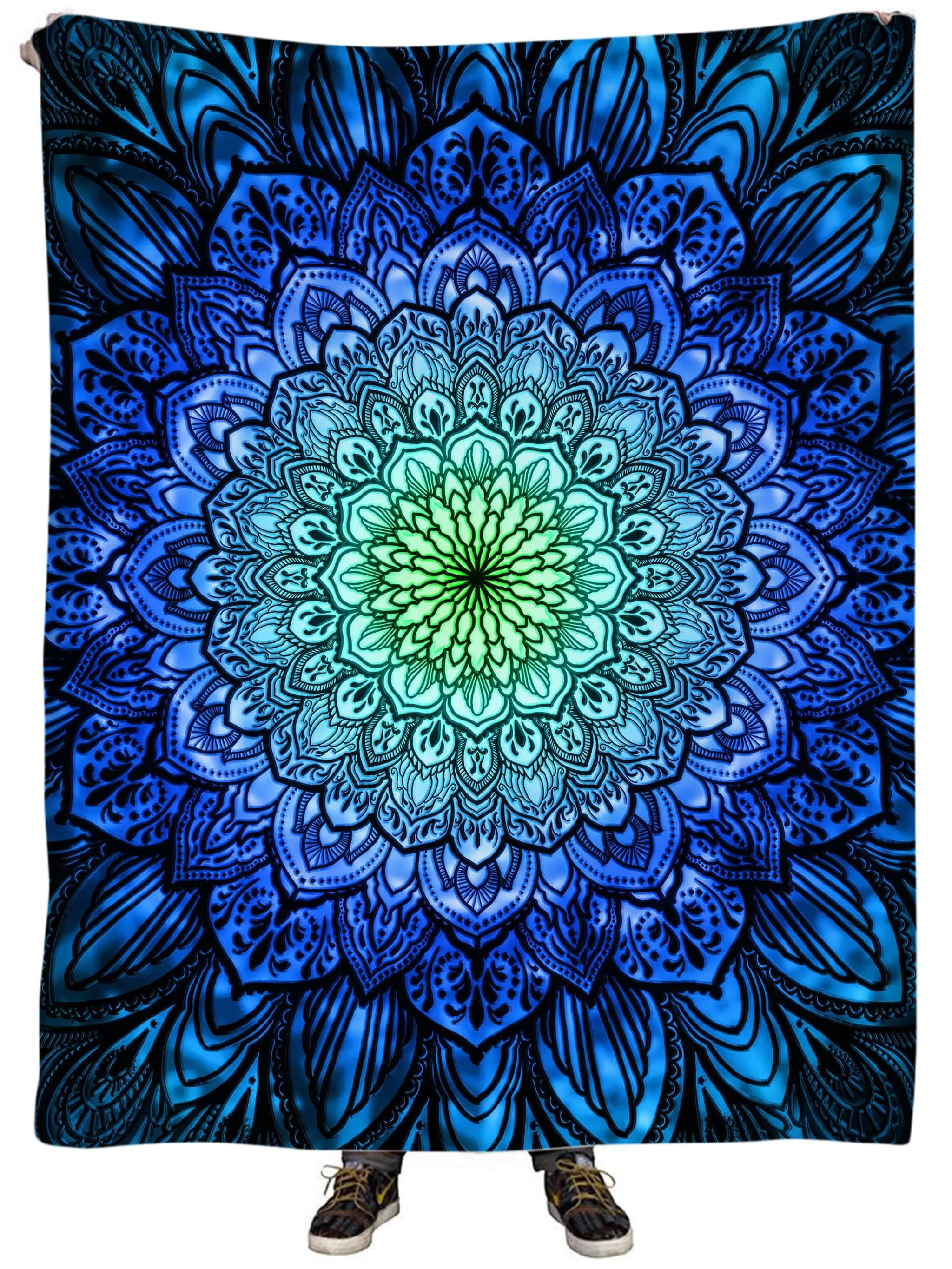 Ornate Mandala Blue Plush Blanket