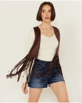 Panhandle Women's Faux Suede Fringe Vest