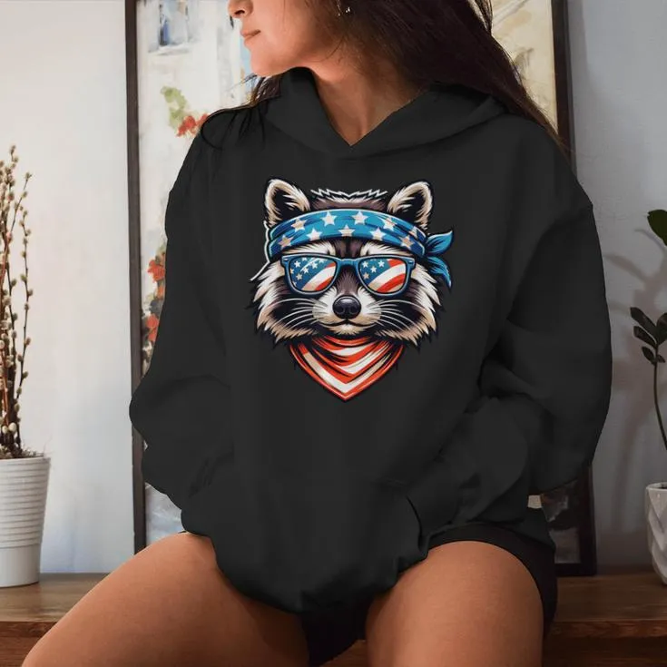 Patriotic Raccoon 4Th Of July American Flag Trash Panda Women Hoodie