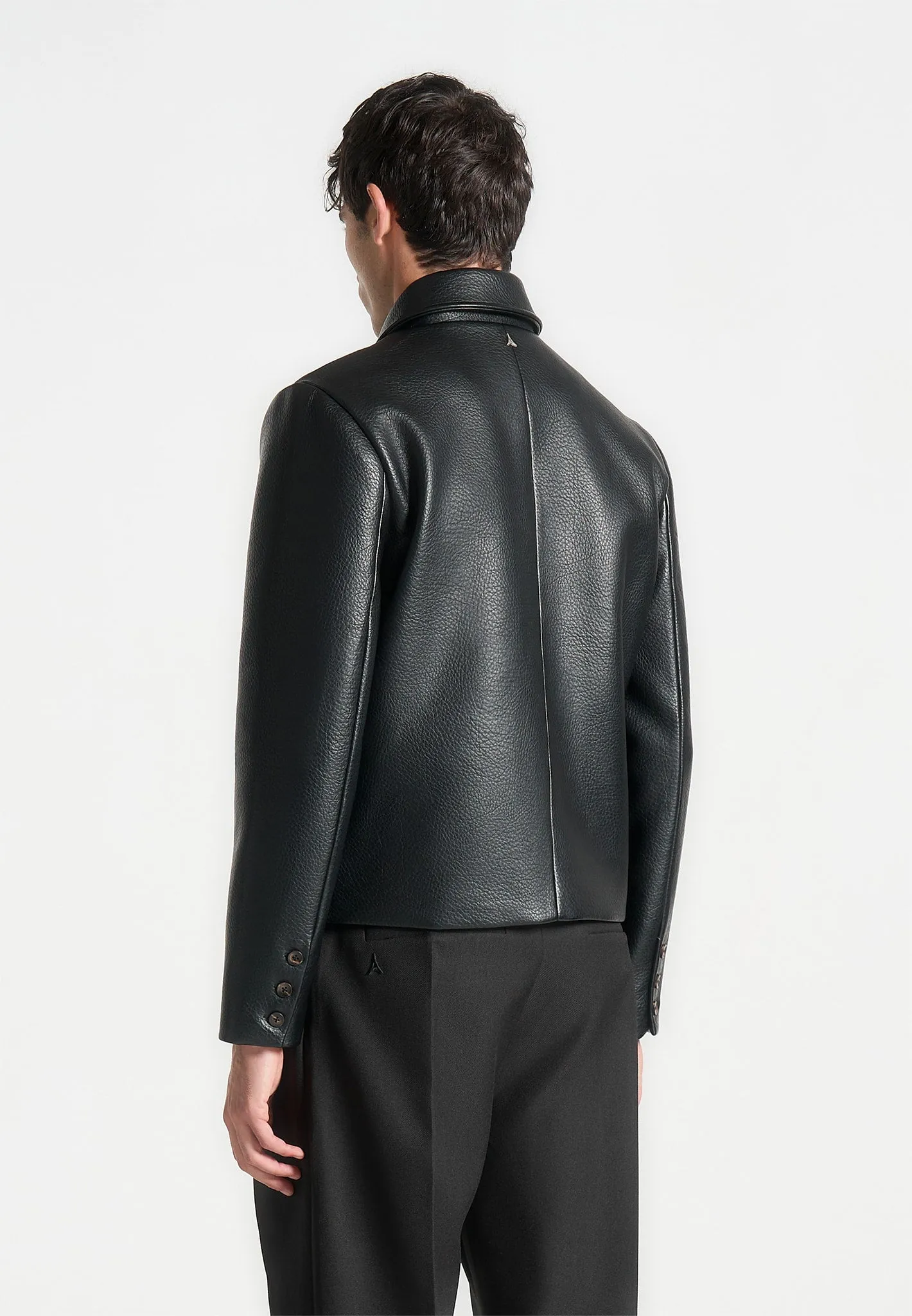 Pebbled Leather Jacket - Black