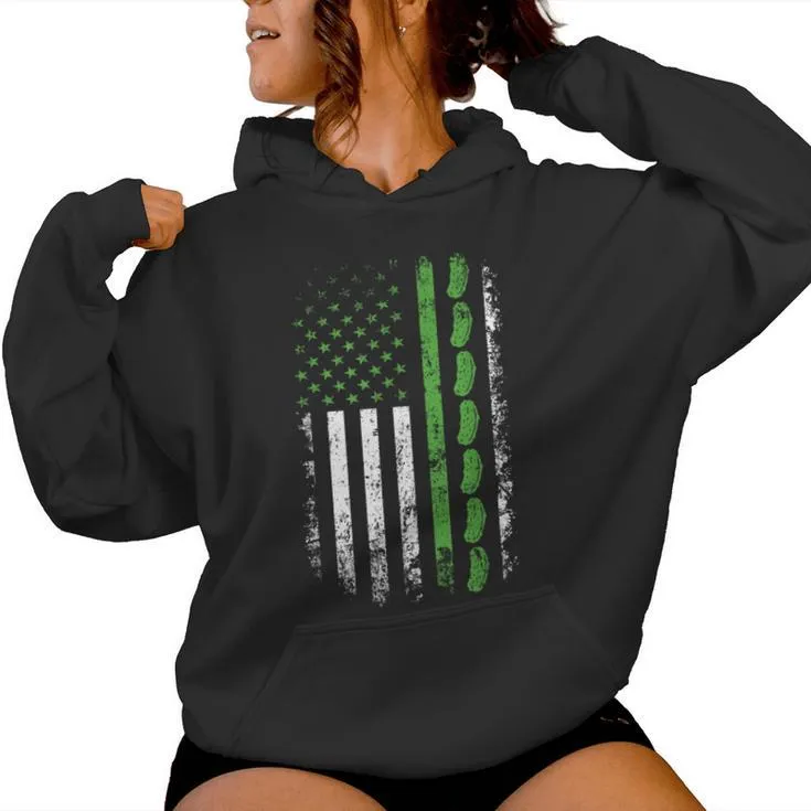 Pickle Cucumber Us American Flag For Pickle Lovers Women Women Hoodie