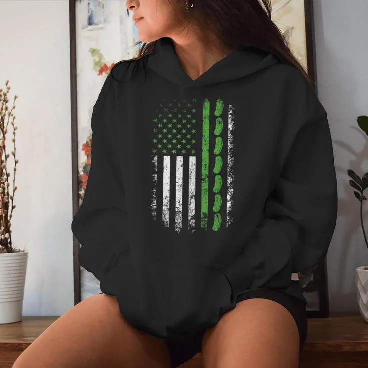 Pickle Cucumber Us American Flag For Pickle Lovers Women Women Hoodie