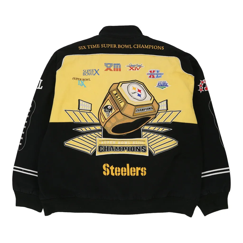 Pittsburgh Steelers Nfl Jacket - 2XL Block Colour Cotton Blend