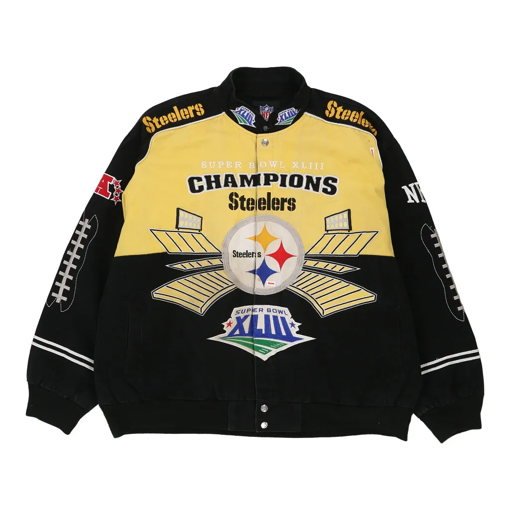 Pittsburgh Steelers Nfl Jacket - 2XL Block Colour Cotton Blend