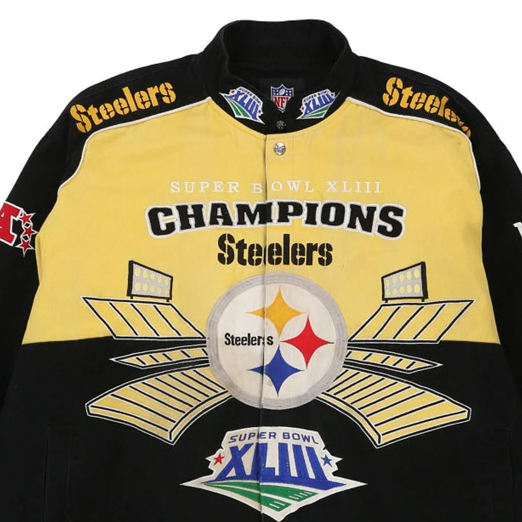 Pittsburgh Steelers Nfl Jacket - 2XL Block Colour Cotton Blend