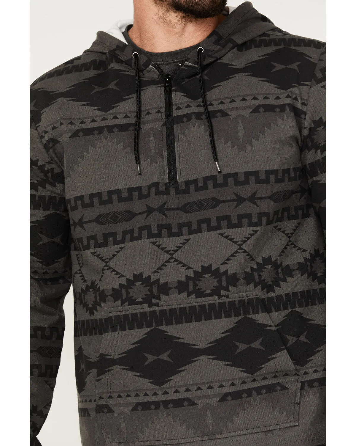 Powder River Outfitters Men's 1/4 Zip Southwestern Print Hooded Pullover