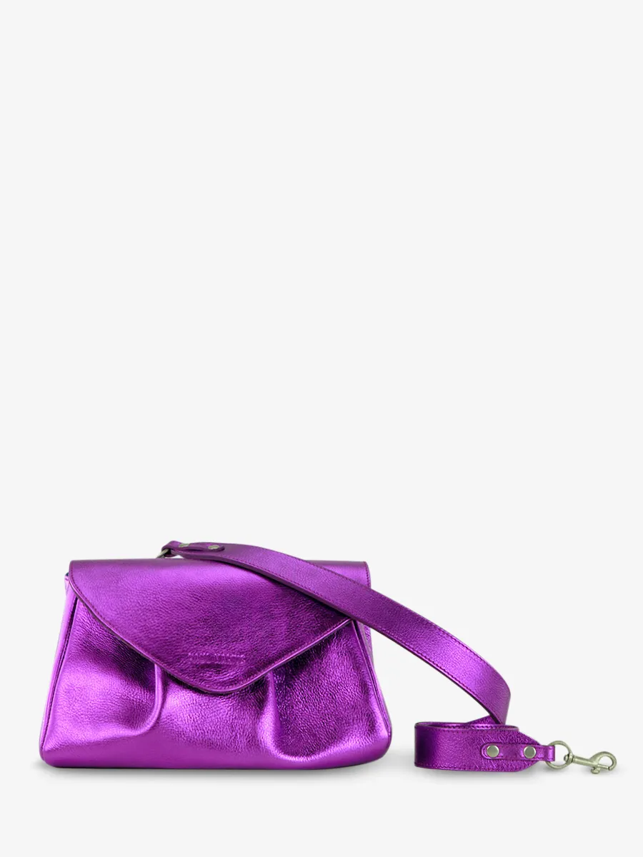 Purple Metallic Leather Shoulder Bag for Women - Suzon M Bonbon | PAUL MARIUS