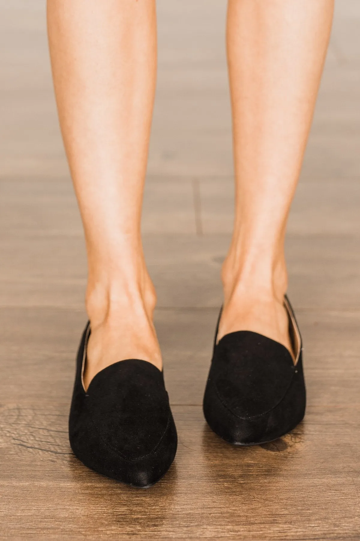 Qupid Zoom Flats- Black Suede