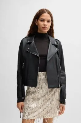 Regular-fit jacket in nappa leather with buckled belt