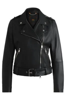 Regular-fit jacket in nappa leather with buckled belt