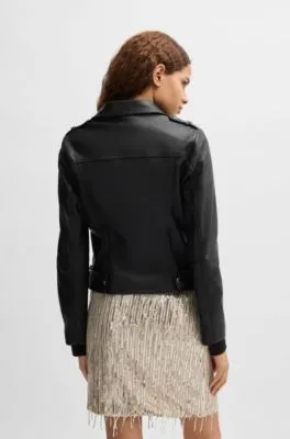 Regular-fit jacket in nappa leather with buckled belt