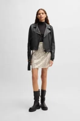 Regular-fit jacket in nappa leather with buckled belt