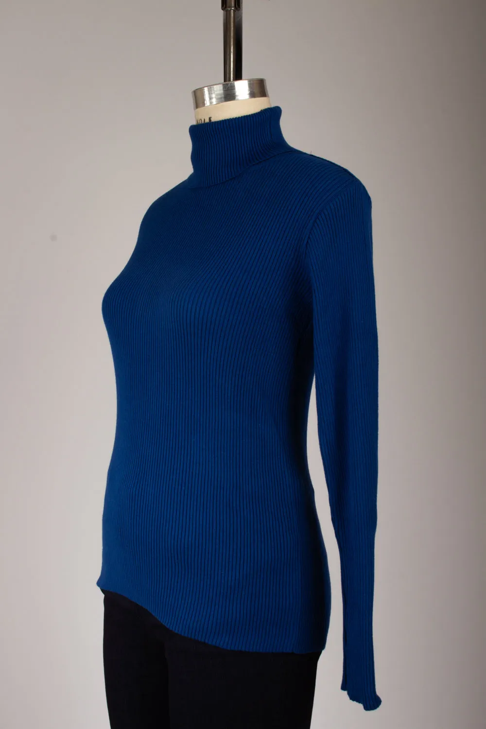 Renee Blue Ribbed Turtleneck