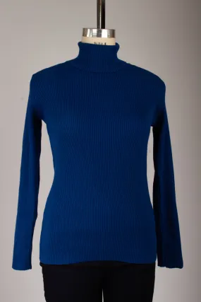 Renee Blue Ribbed Turtleneck