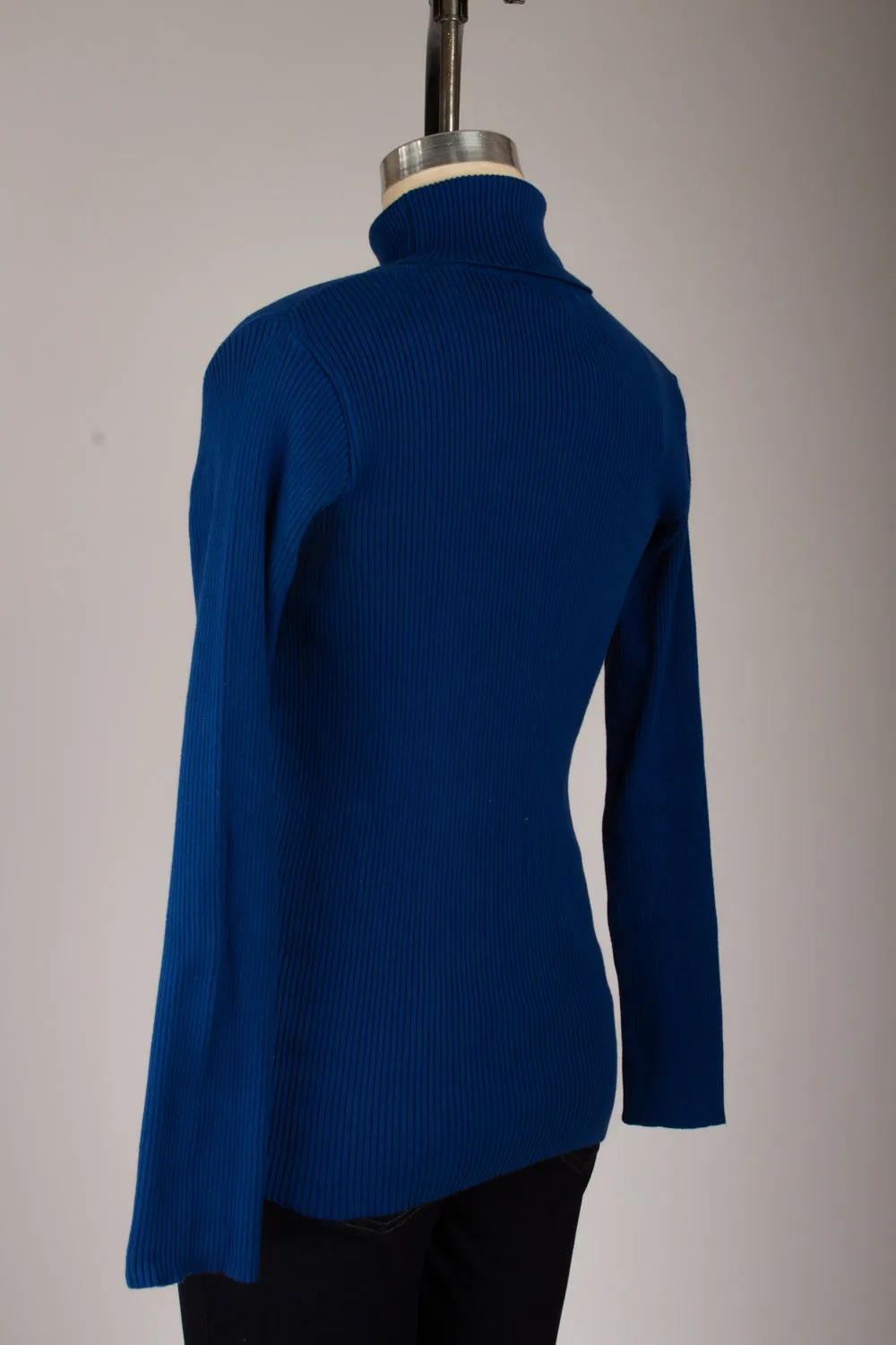 Renee Blue Ribbed Turtleneck