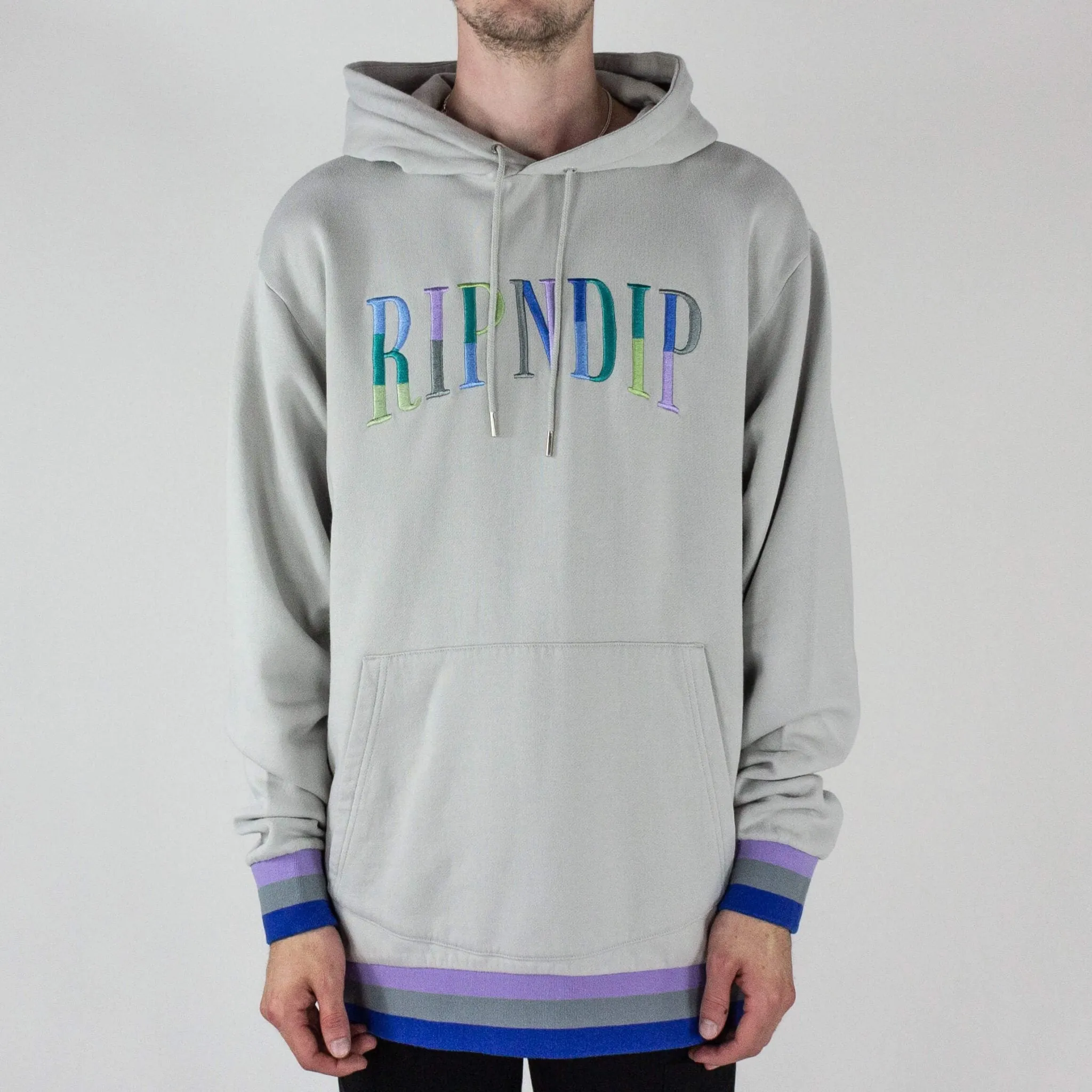 RIPNDIP Colour Block Logo Hoodie- Grey exclusive at Remix