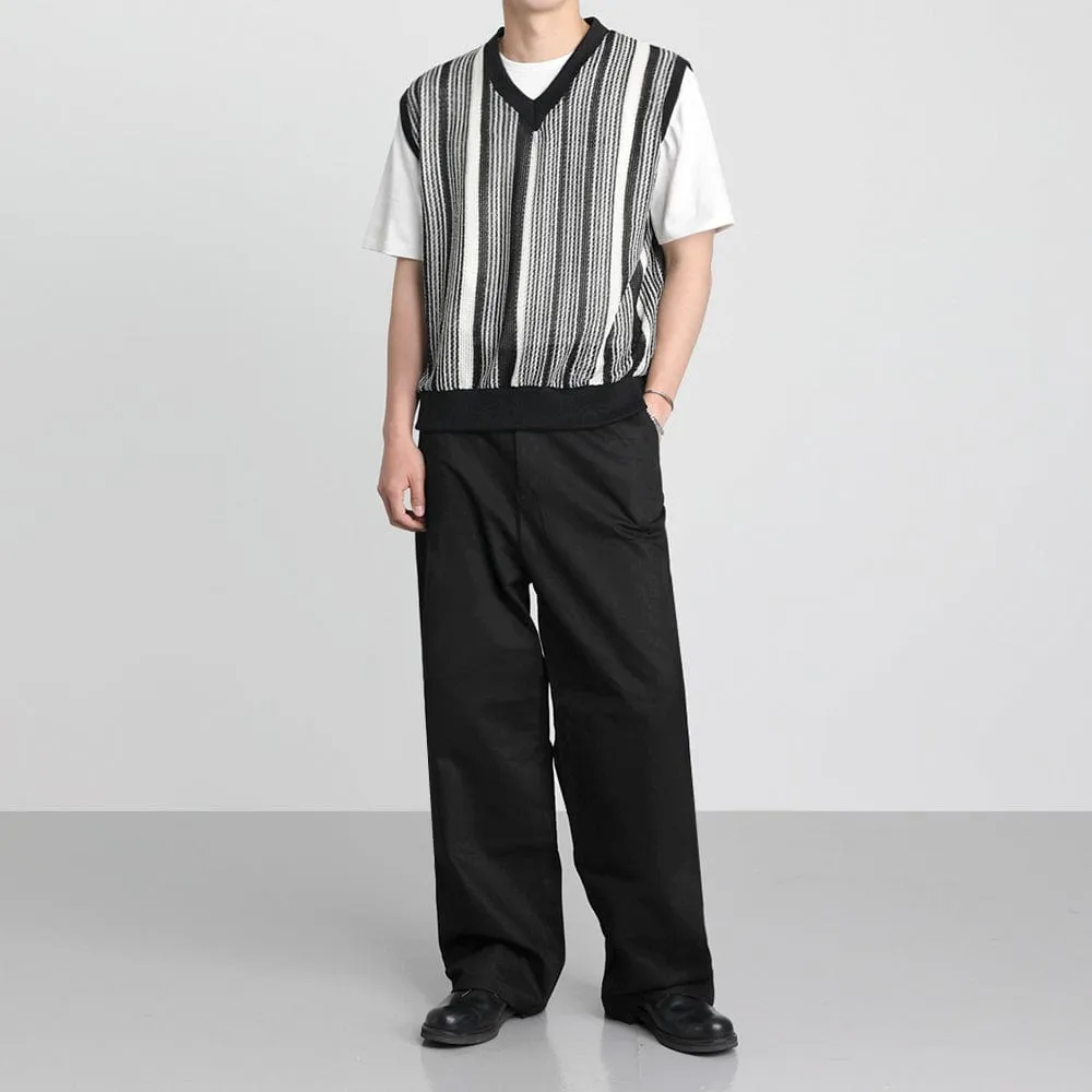 RT No. 9168 KNIT WOOLEN VERTICAL STRIPED VEST