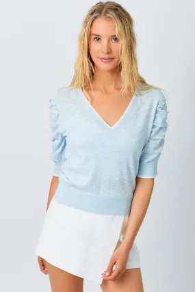 Ruched Sleeve Pullover Sweater