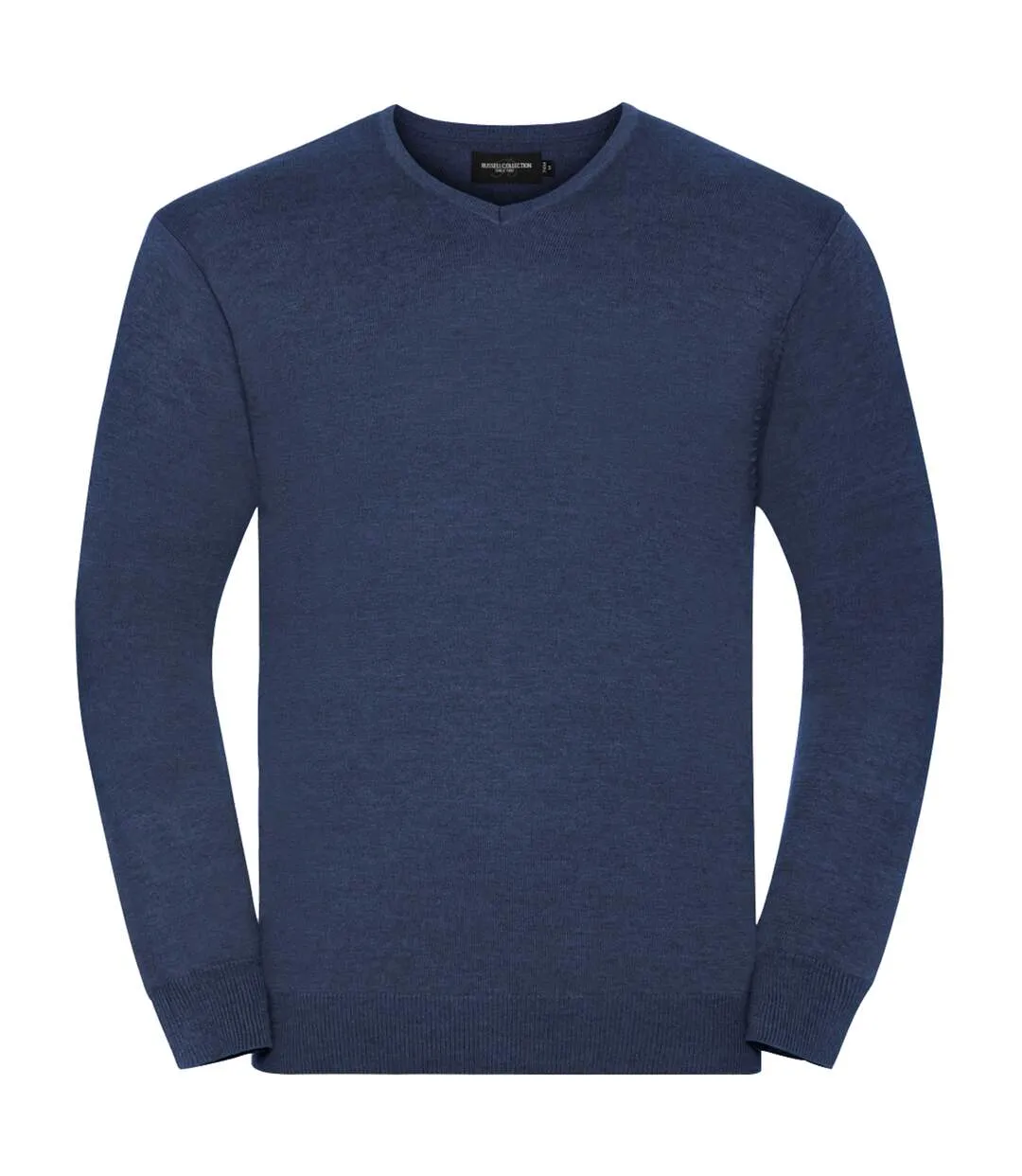 Russell Collection Mens V-Neck Knitted Pullover Sweatshirt (Denim Marl) - UTBC1012