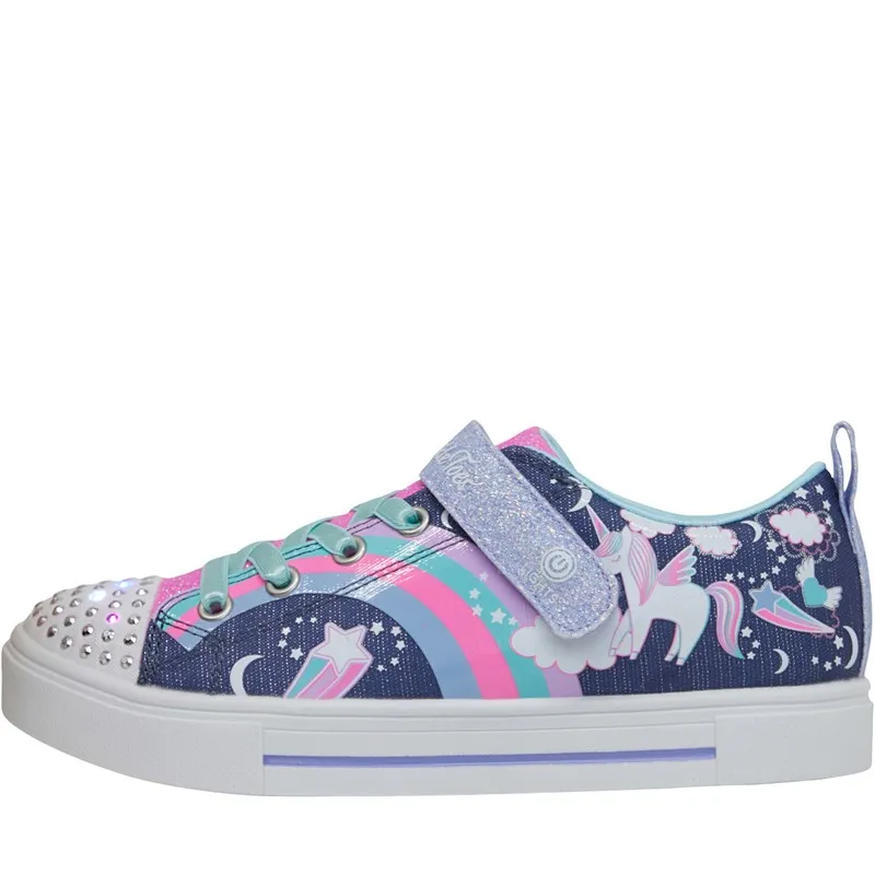 SKECHERS Girls Twinkle Sparks Unicorn Trainers Navy/Multi