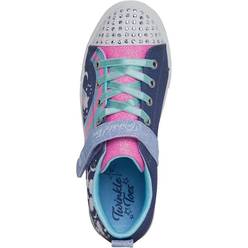 SKECHERS Girls Twinkle Sparks Unicorn Trainers Navy/Multi