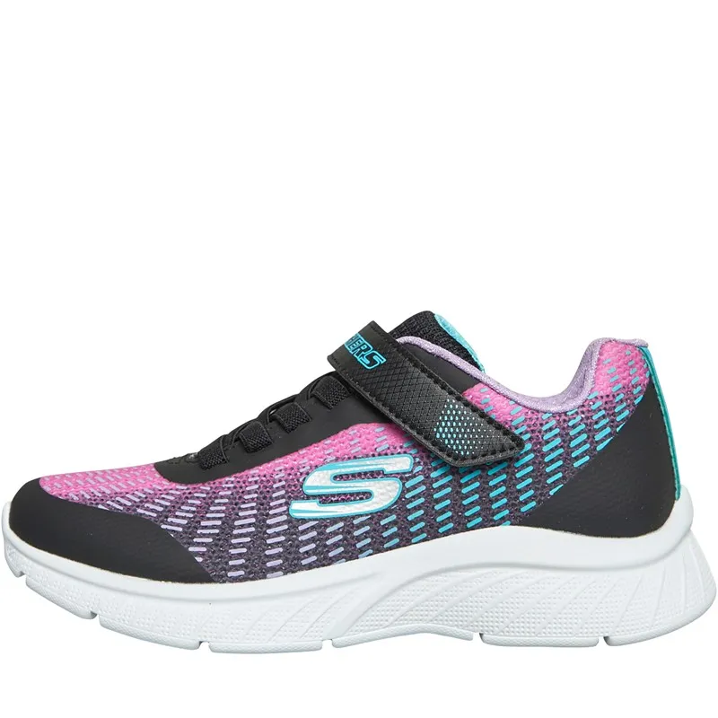 SKECHERS Junior Girls Microspec Plus Disco Dreaming Trainers Black/Metallic