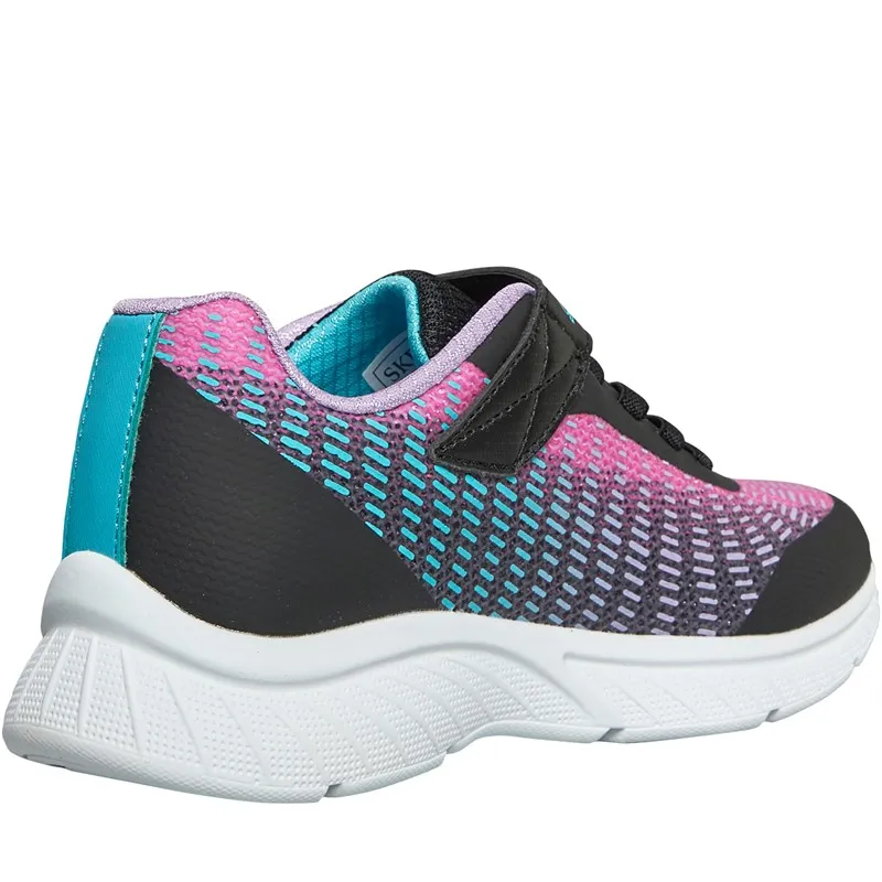 SKECHERS Junior Girls Microspec Plus Disco Dreaming Trainers Black/Metallic