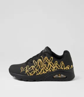 SKECHERS Uno Golden Heart Black Gold Sneakers