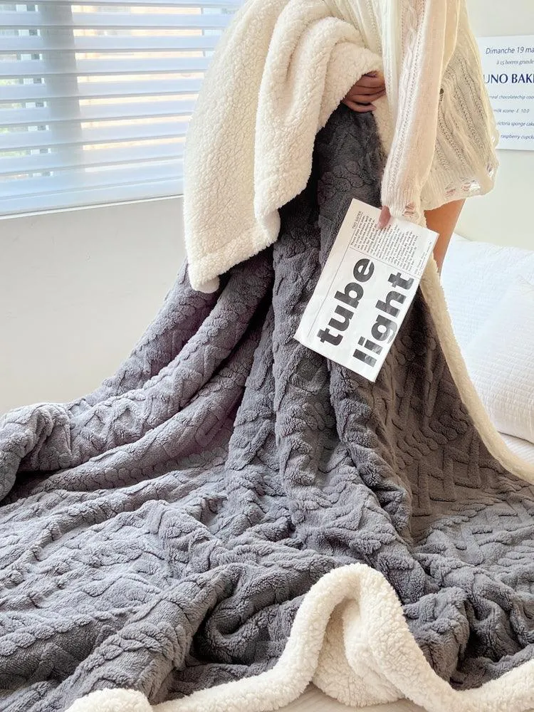 Soft Thickened Coral Lamb Fleece Sofa Blanket