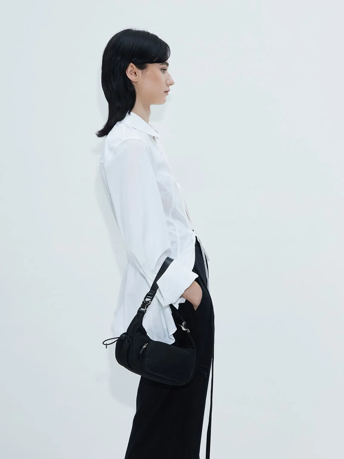 Soleil Nylon Shoulder Bag - Noir