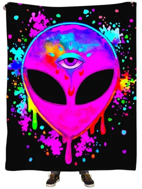 Splatter Alien Pink Plush Blanket