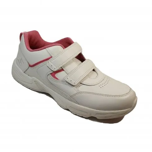 Start-Rite Meteor | White/Pink Leather | Childrens School Trainers