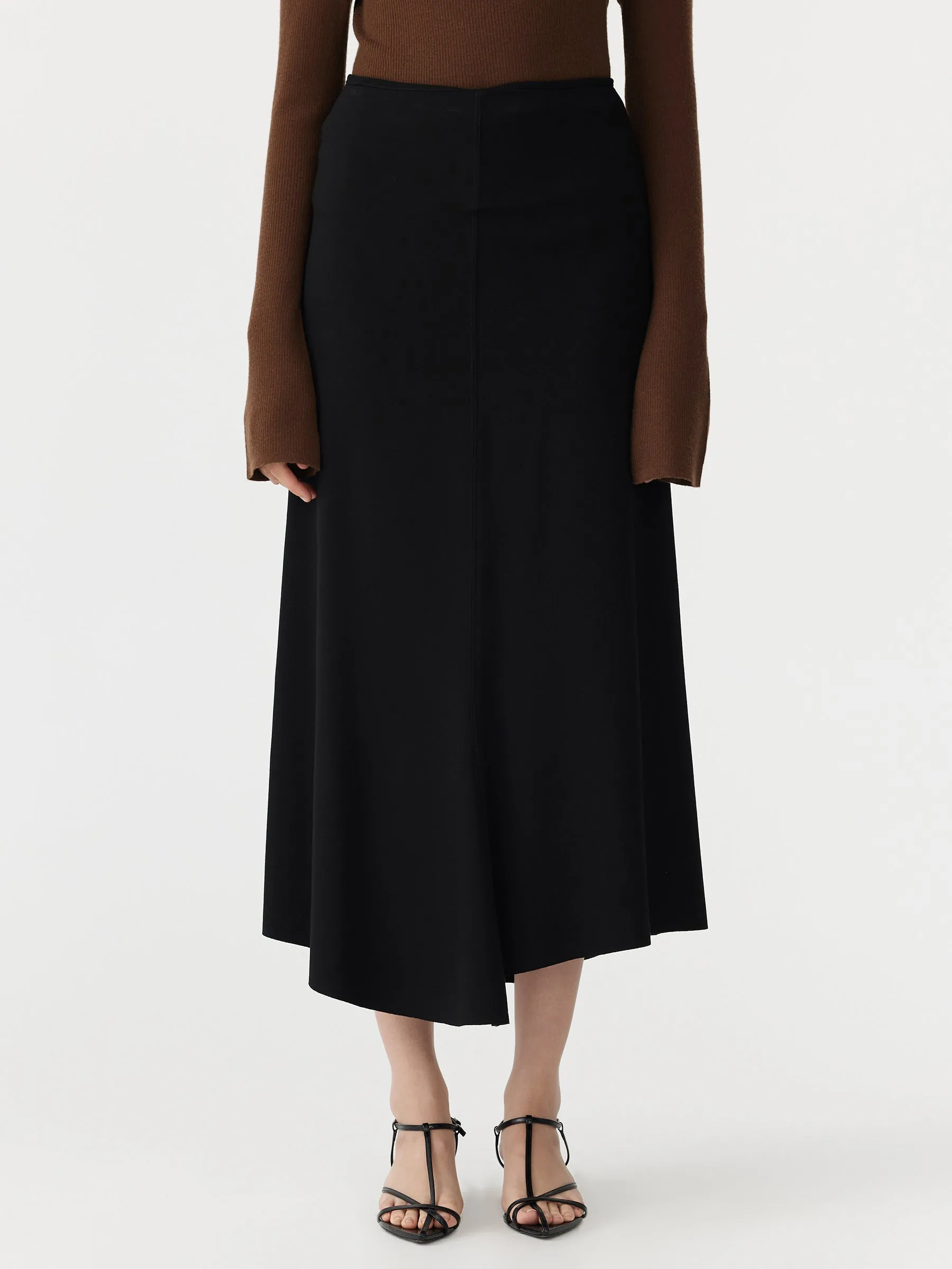 stretch viscose flared skirt