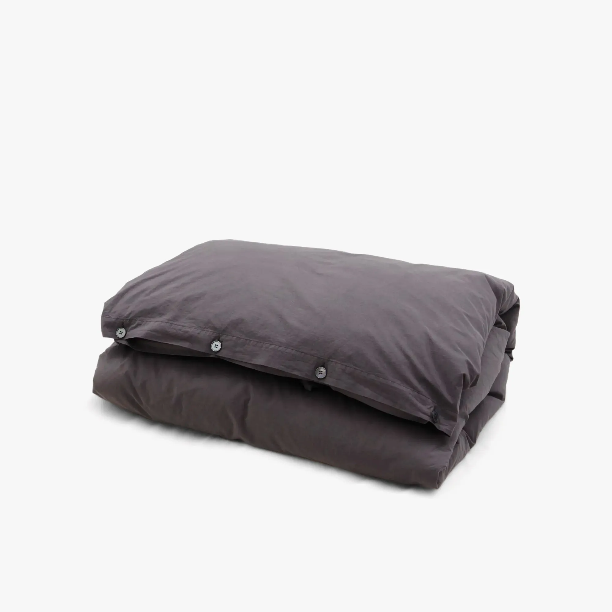 Tekla Cotton Percale Duvet Cover Queen / Dark Taupe