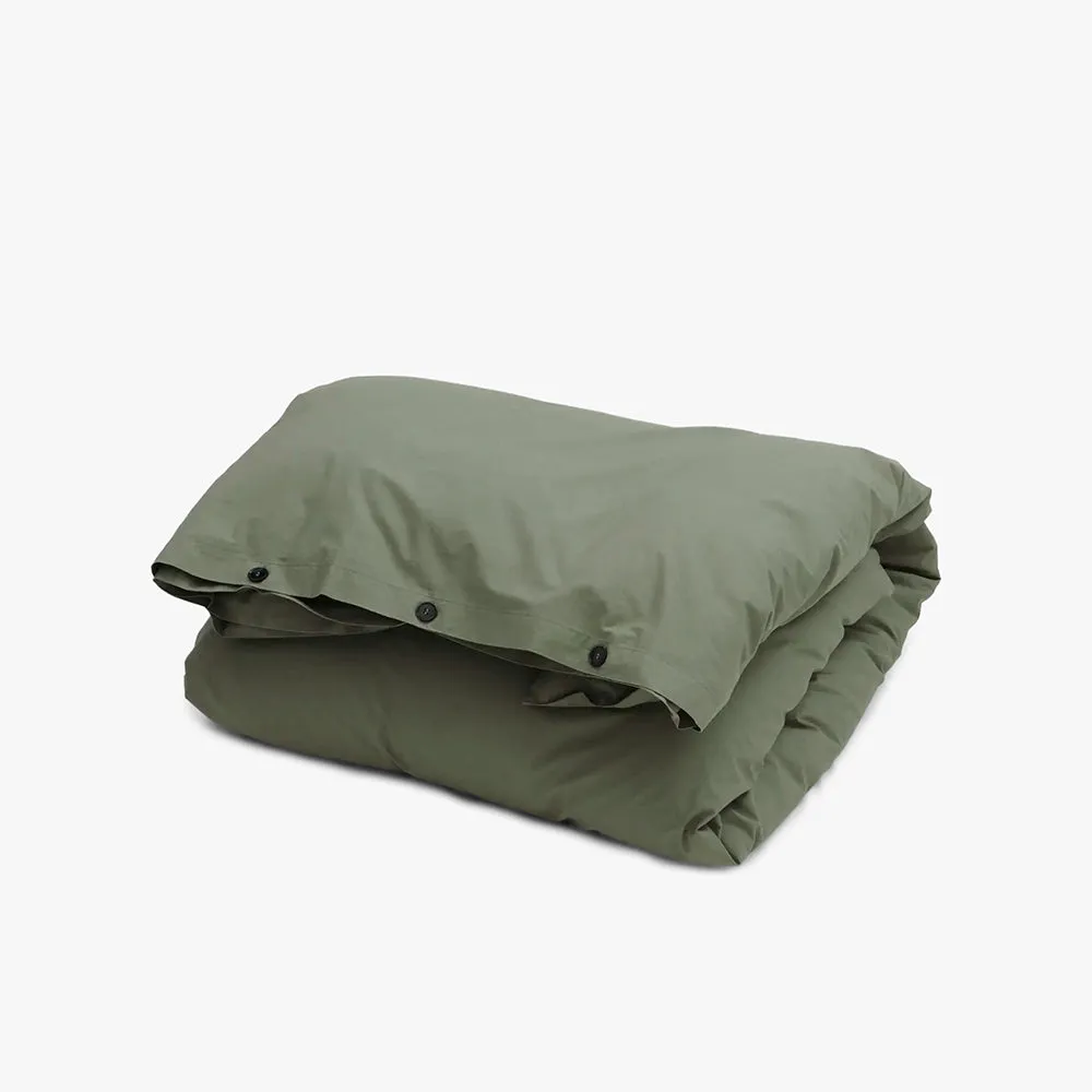 Tekla Cotton Percale Duvet Cover Queen / Olive Green