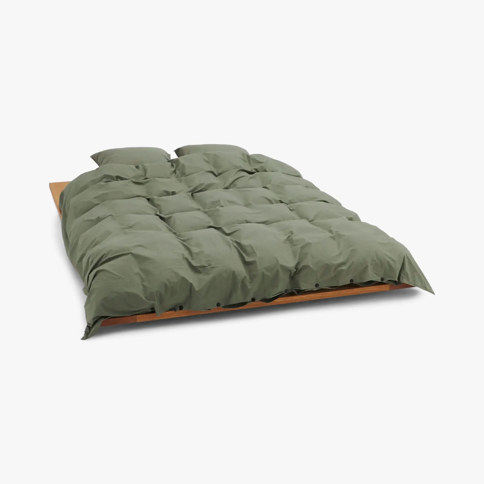 Tekla Cotton Percale Duvet Cover Queen / Olive Green