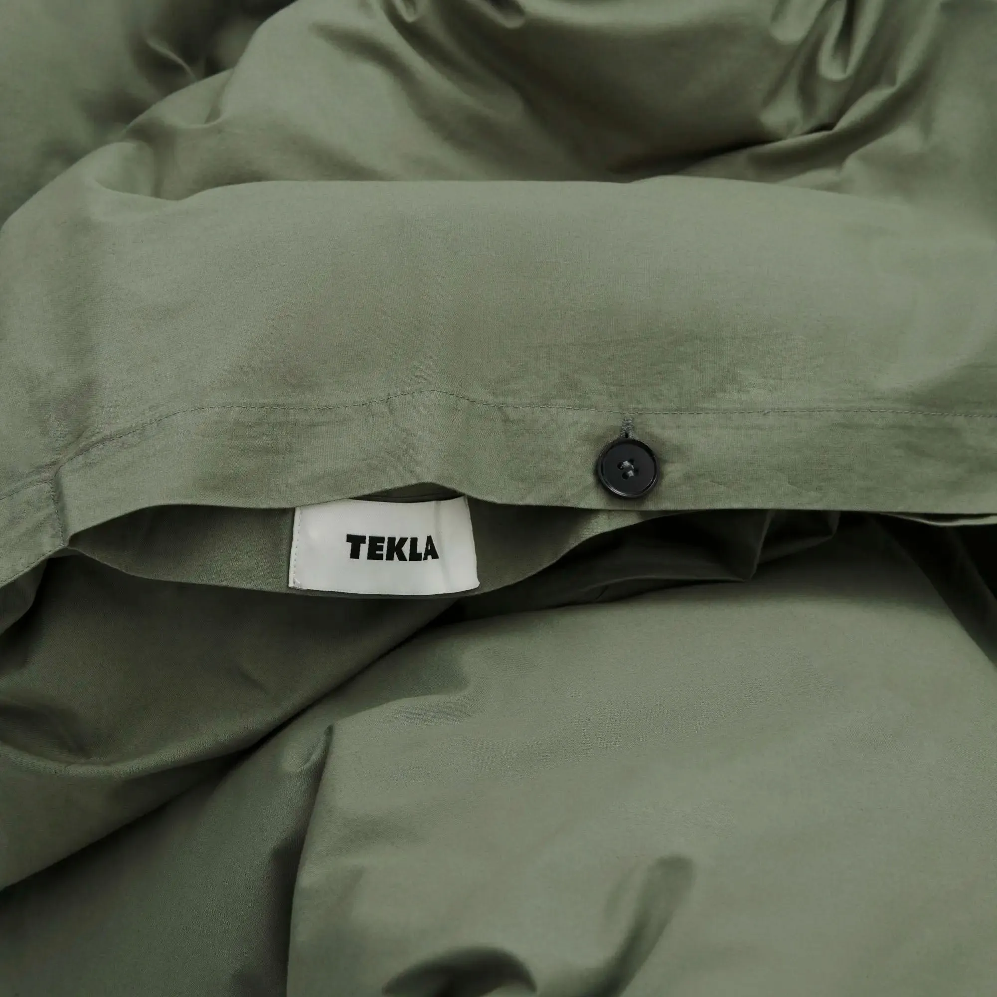 Tekla Cotton Percale Duvet Cover Queen / Olive Green