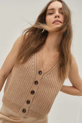 V Neck Knitted Ribbed Tank Top