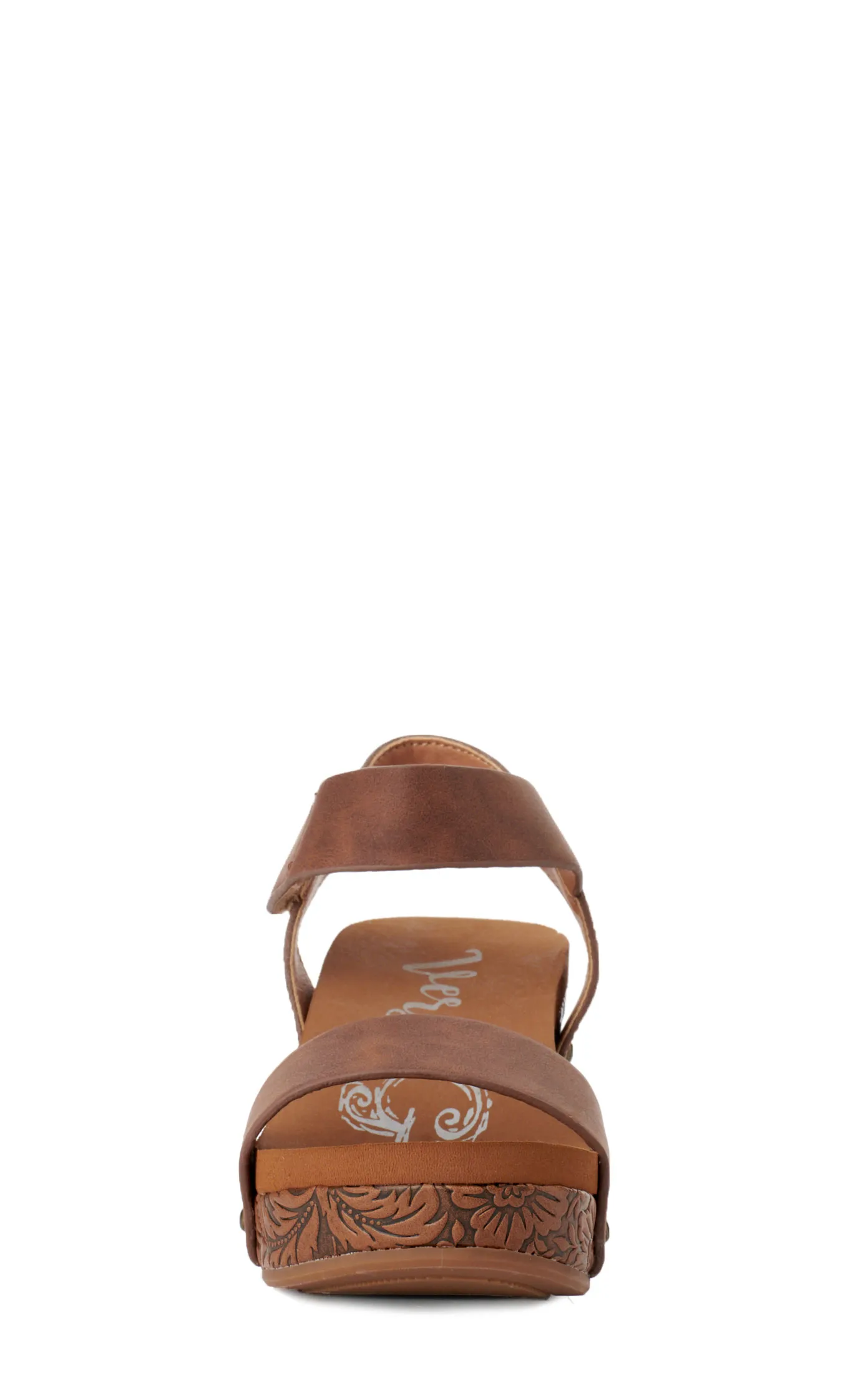 Very G Women's Devon Tan with Tooled Wedge Sandals