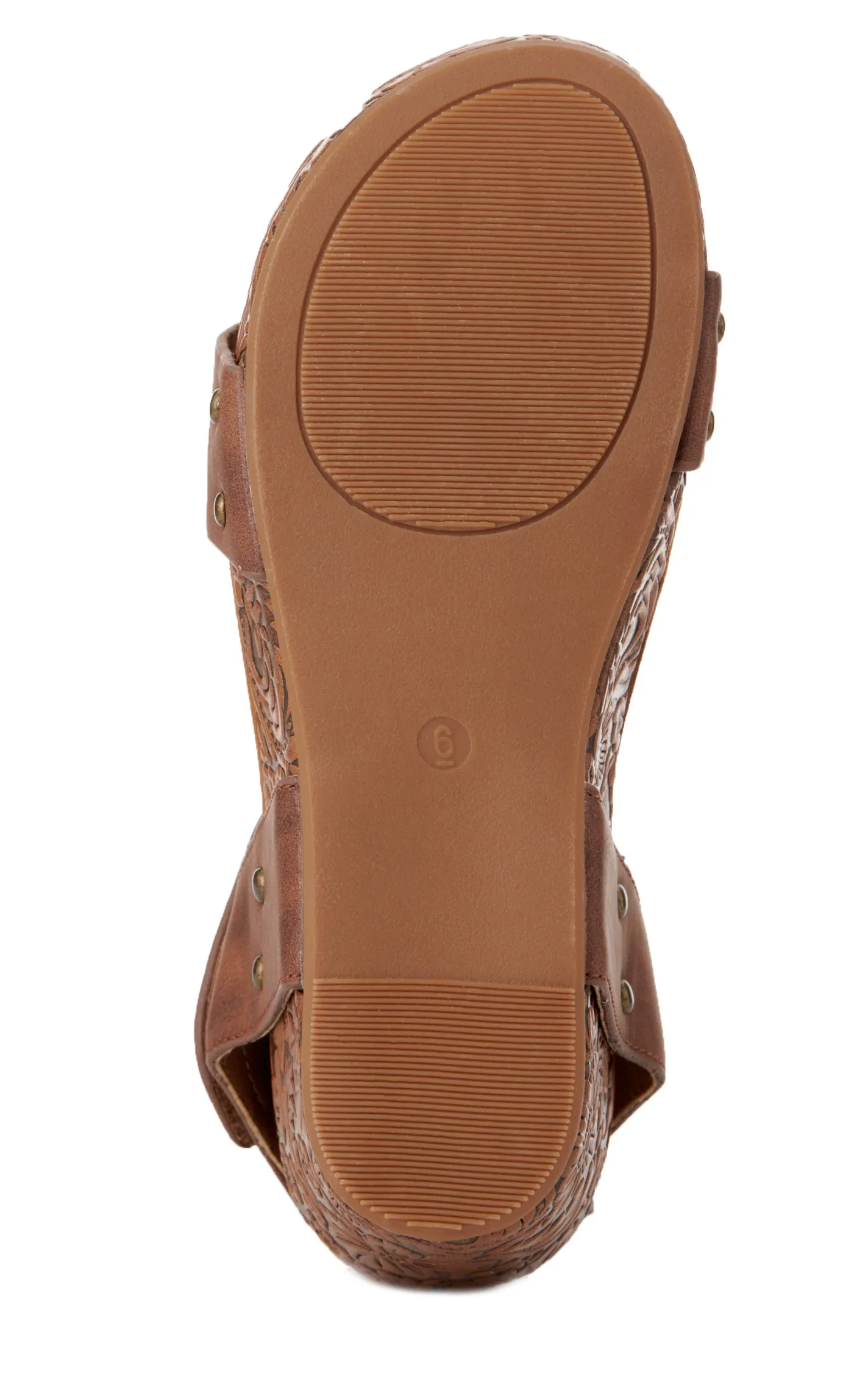 Very G Women's Devon Tan with Tooled Wedge Sandals