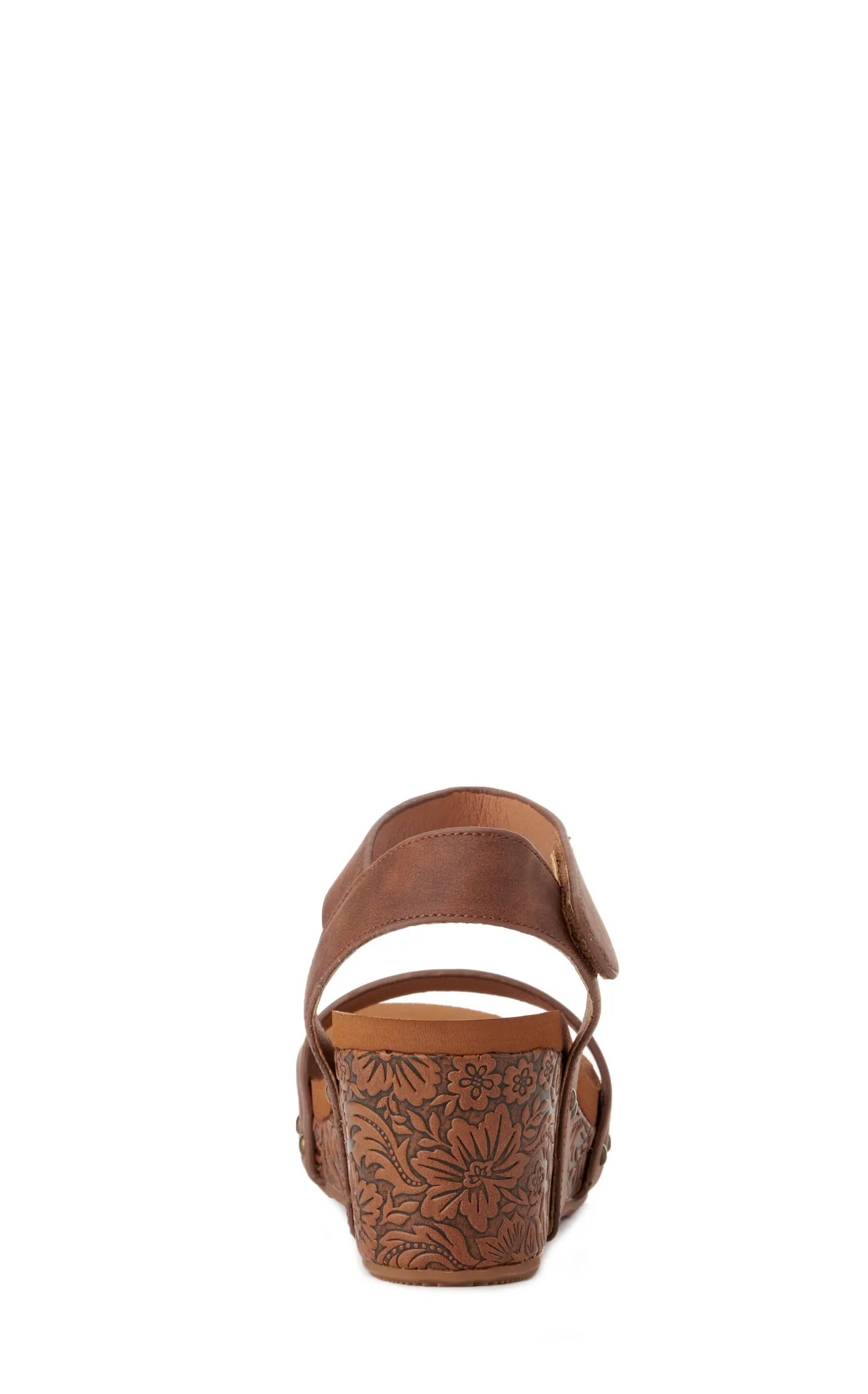 Very G Women's Devon Tan with Tooled Wedge Sandals