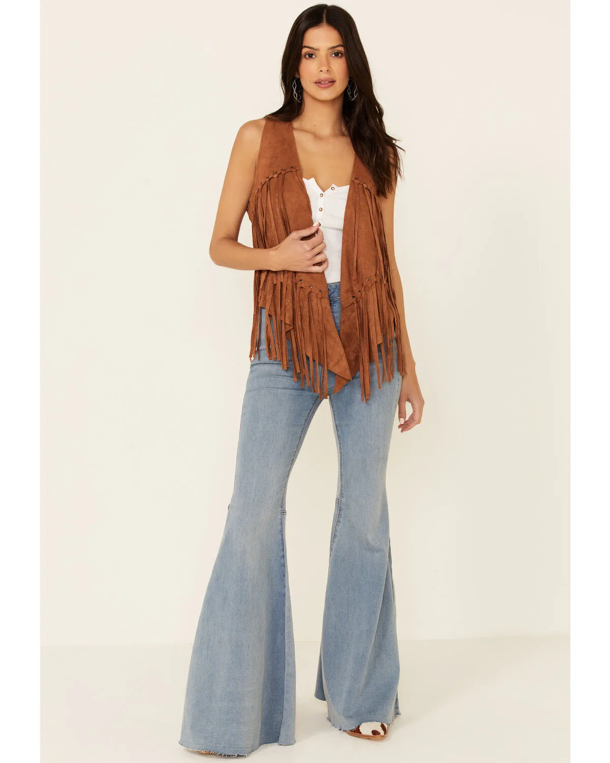 Vocal Women's Faux Suede Fringe Vest