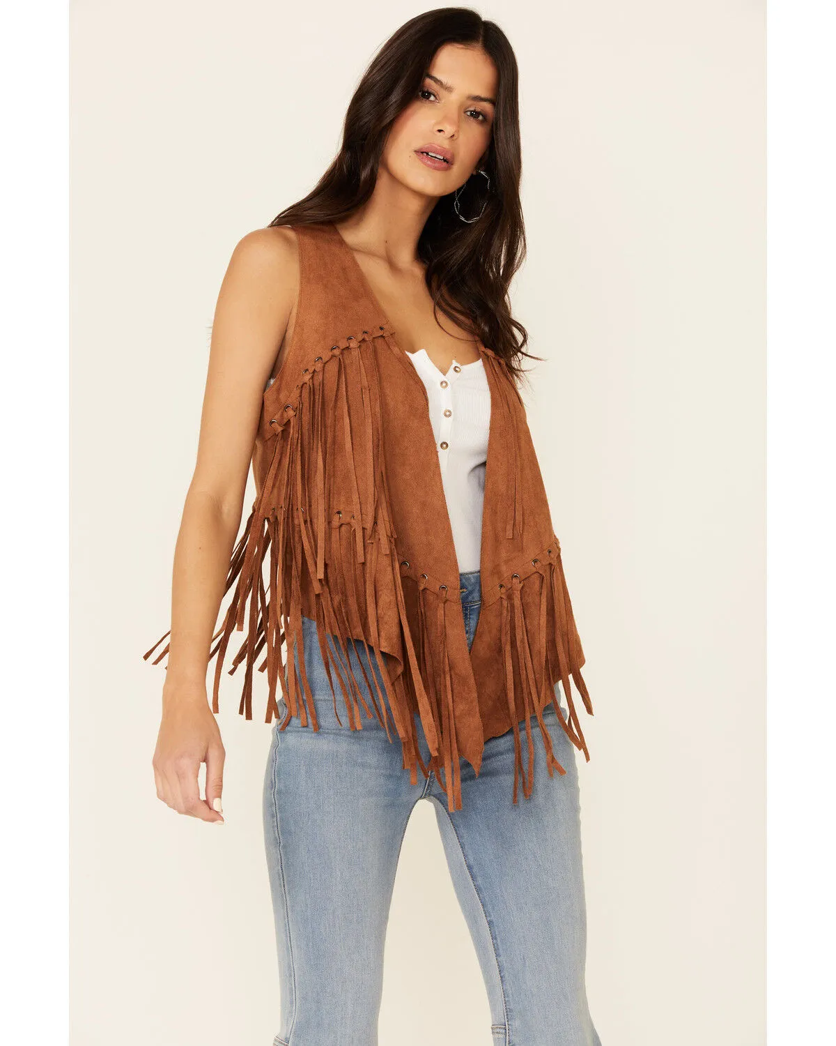 Vocal Women's Faux Suede Fringe Vest