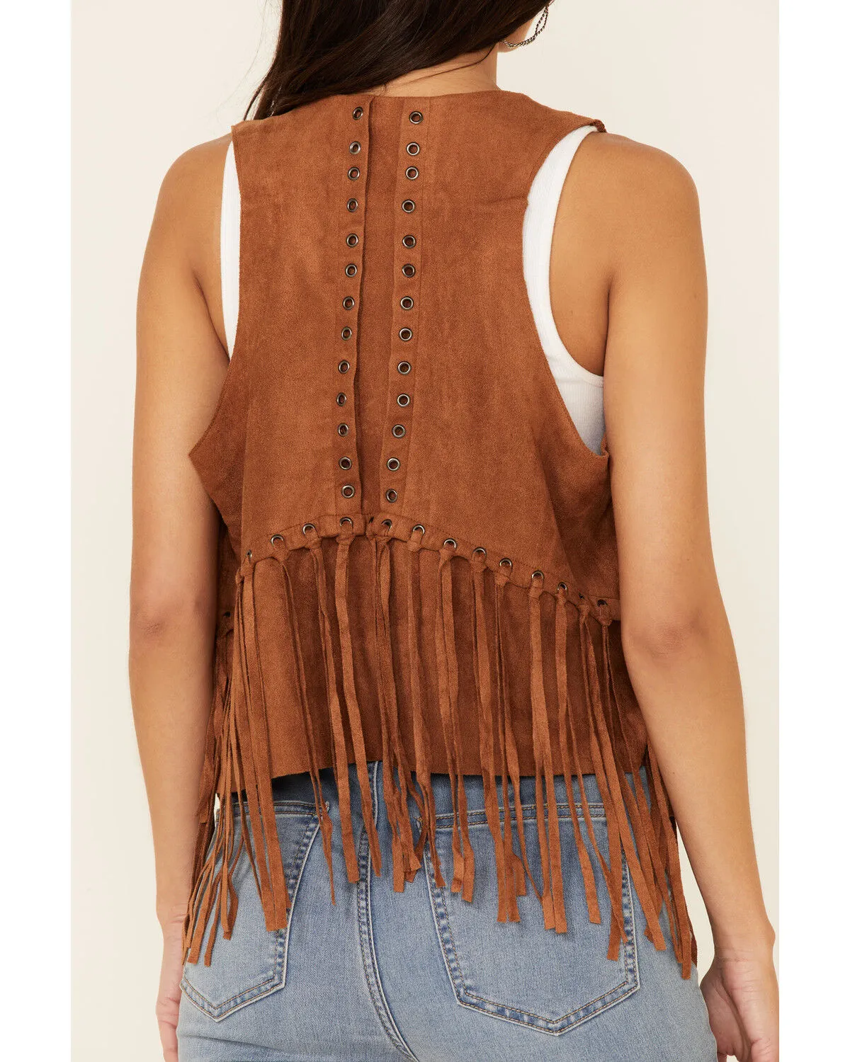 Vocal Women's Faux Suede Fringe Vest