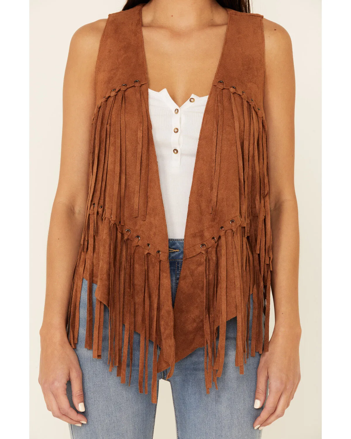 Vocal Women's Faux Suede Fringe Vest