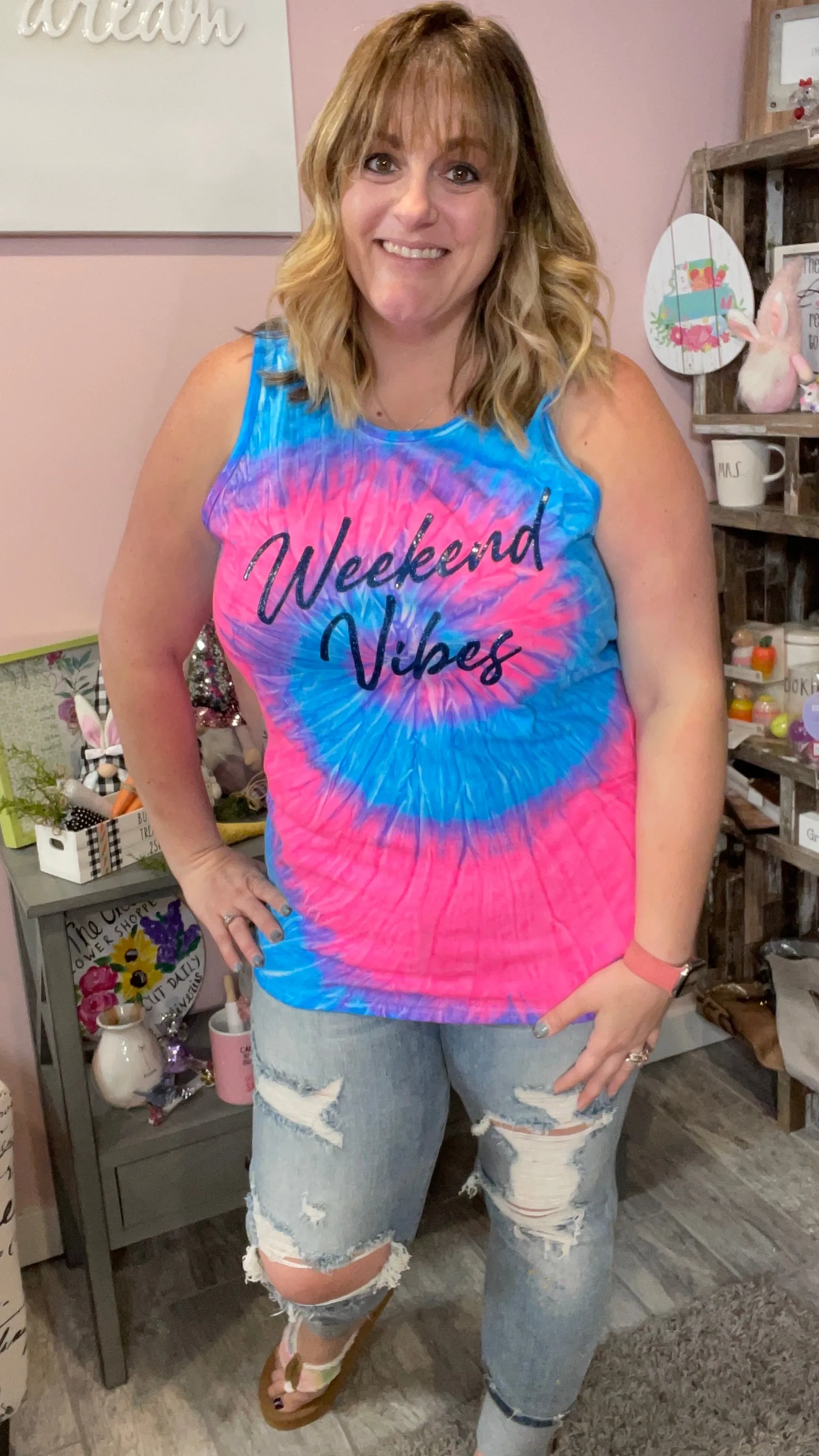 Weekend Vibes Tie-Dye Tank