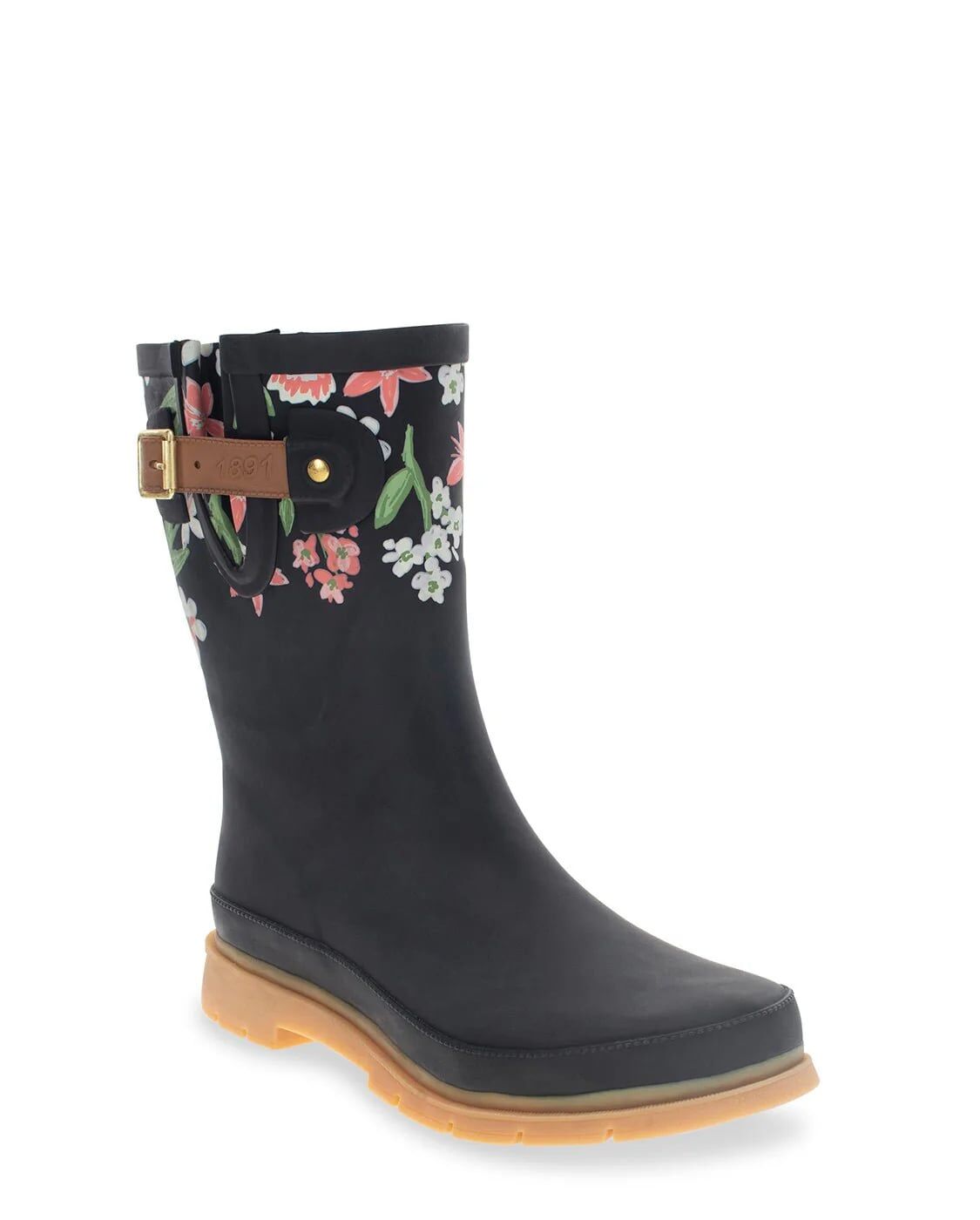 Western Chief Women's Brushed Petals Mid Rain Boot in Black