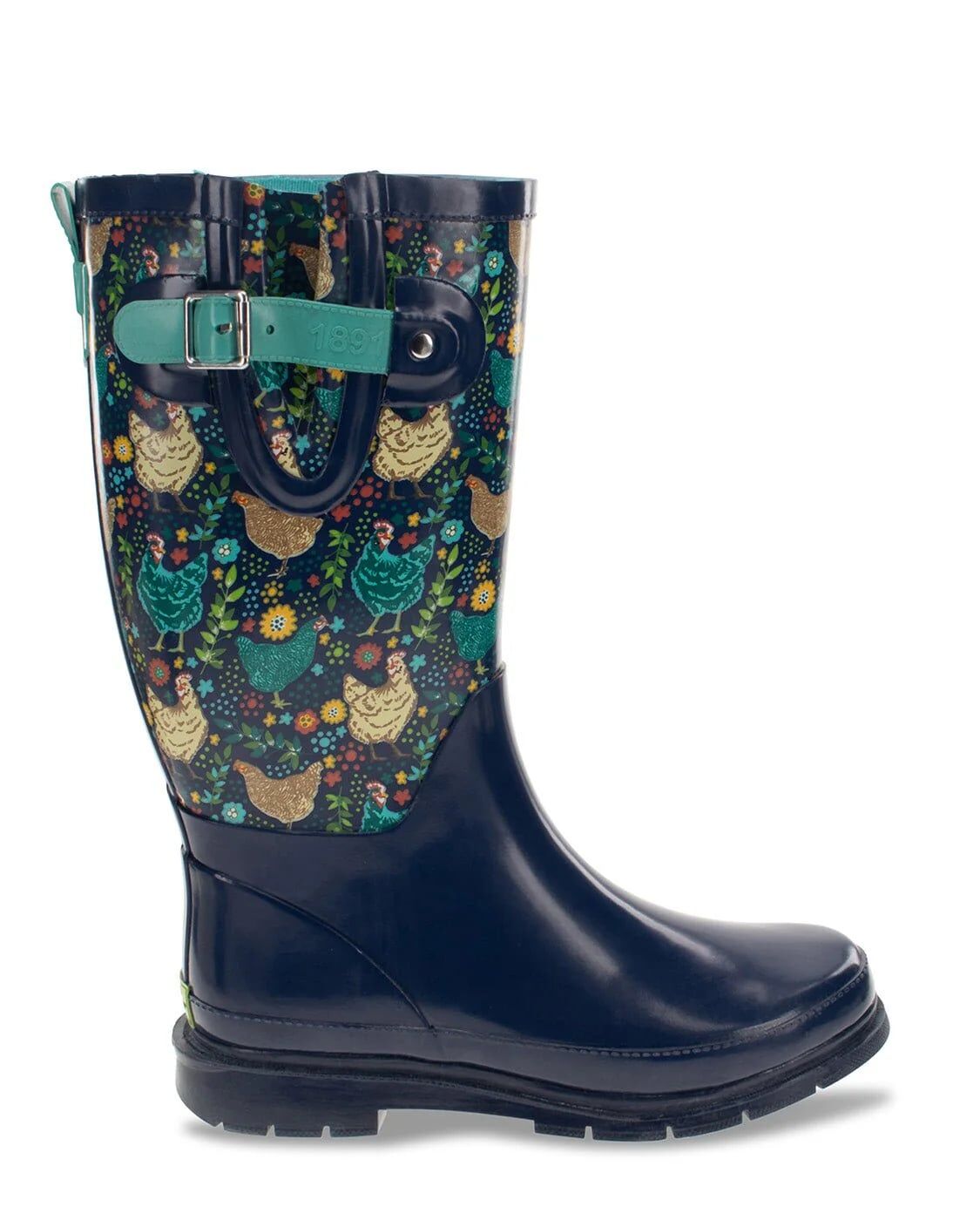 Western Chief Women's Chicken Scratch Tall Rain Boot in Navy