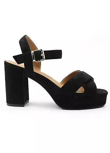 Where’s That From Marcia Black Suede Wide Fit Platform Sandals | Kaleidoscope